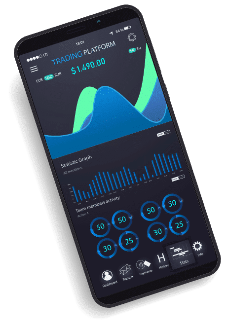 trading platform on the mobile phone screen